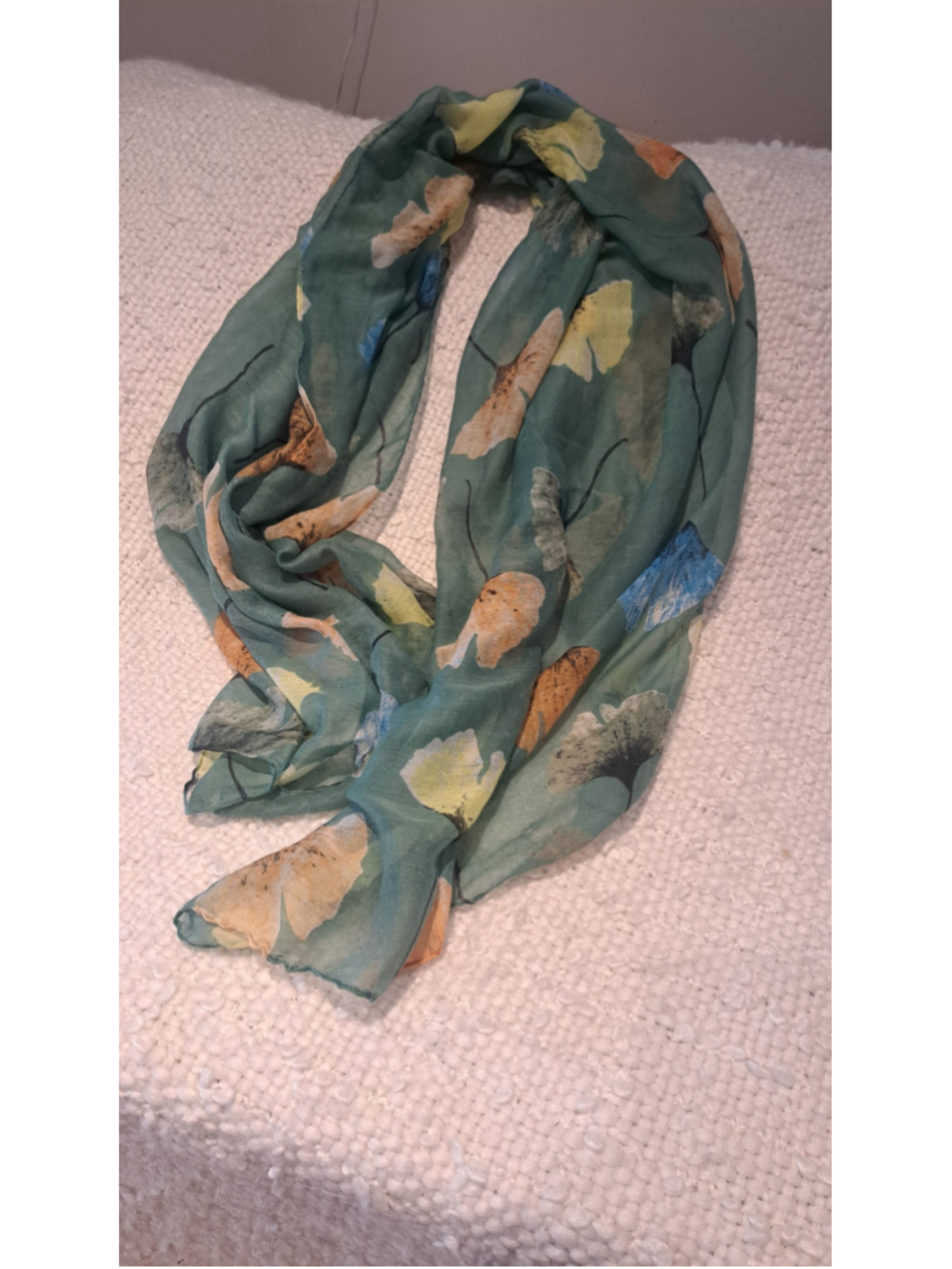 605- Women's Arianna by Howard's Scarf One Size Green Yellow Floral Print